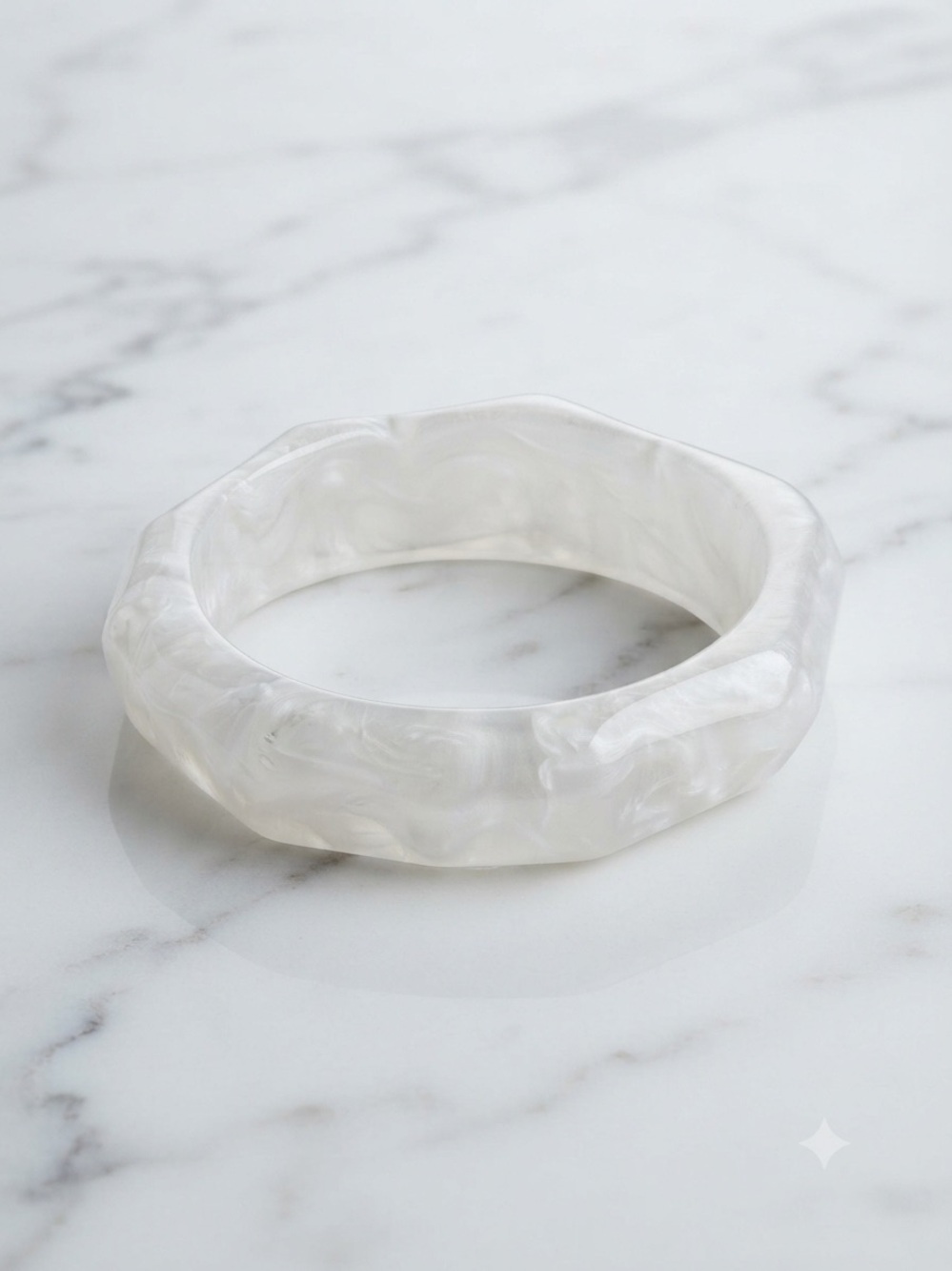 Iridescent Pearly Resin Geometric Bangle Bracelet